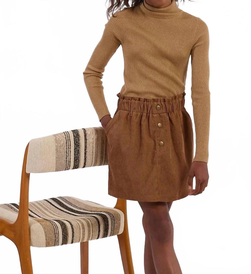 NEW MOLLY BRACKEN kid's cord woven skirt in camel